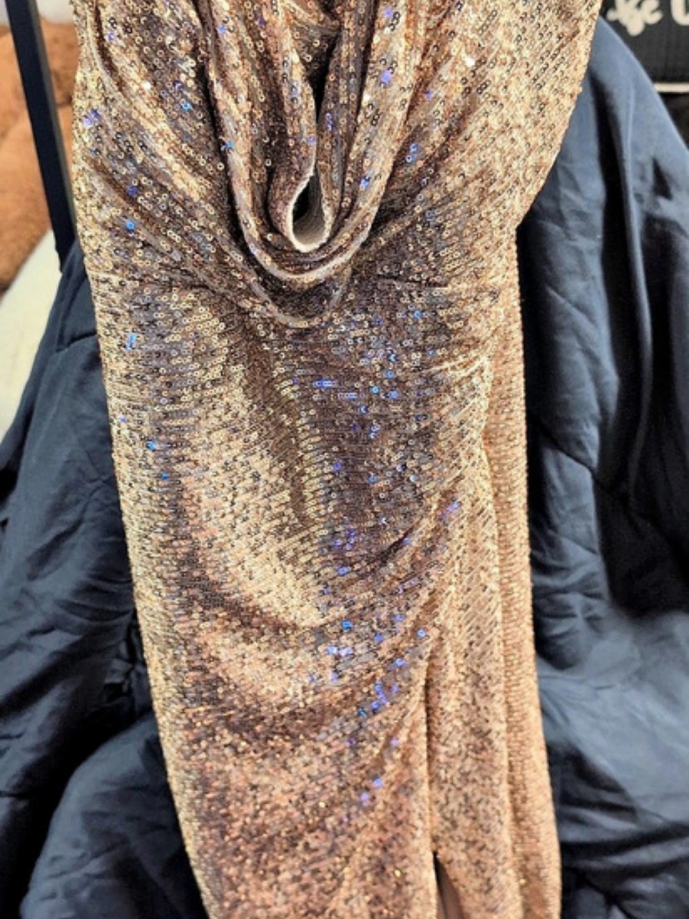 Night Way Collections Gold Sequin Maxi Dress Like New